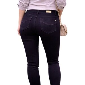 L.T. Rose Push Up Jeans‎ Women 30 Black Skinny High Waist Colombian Zipper Ankle